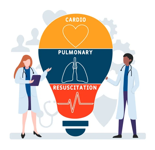 Vlak Ontwerp Met Mensen Reanimatie Cardiopulmonale Reanimatie Acroniem Medisch Concept — Stockvector