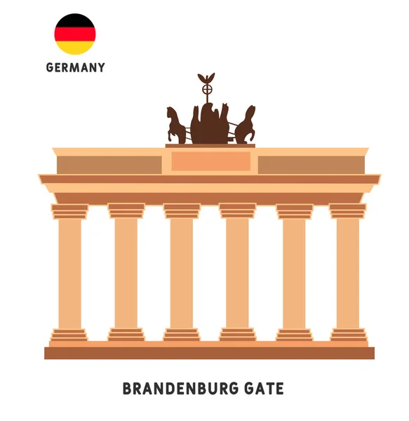 Färgglada Vektor Brandenburg Gate Berömda Landmärke Berlin Tyskland Vektor Illustration — Stock vektor