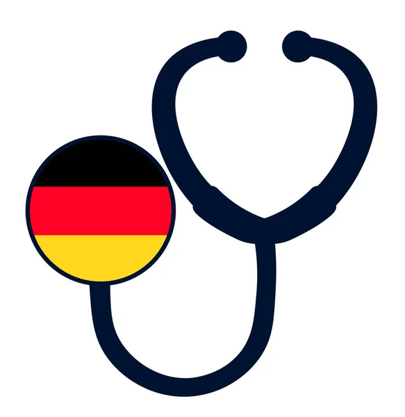 Γερμανία Εθνική Σημαία Στο Στηθοσκόπιο Εξειδικευμένοι Γιατροί Στη Χώρα Φιλανθρωπική — Διανυσματικό Αρχείο