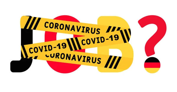 Coronavirus Covid Žlutá Hraniční Páska Slovo Práce Německo Koncepce Nezaměstnanosti — Stockový vektor