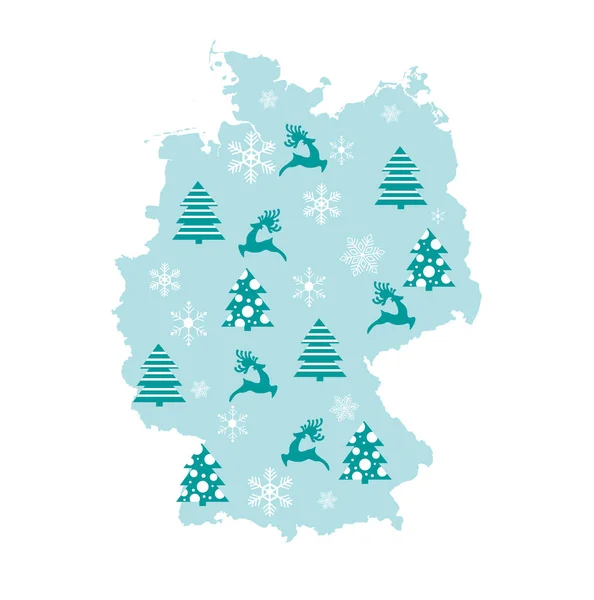 Vektorisolierte Illustration Für Neujahr Und Weihnachten Vereinfachte Deutschland Karte Muster — Stockvektor