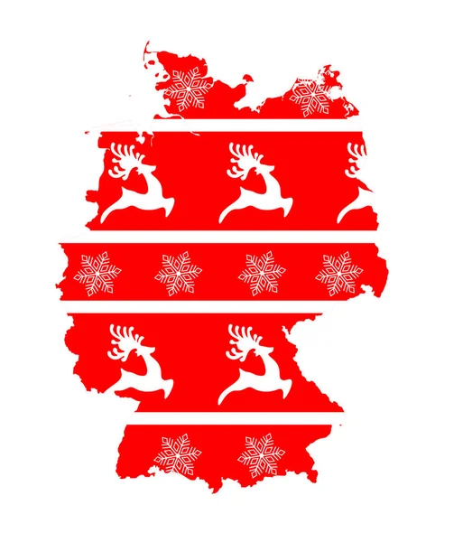 Vektorisolierte Illustration Für Neujahr Und Weihnachten Vereinfachte Deutschland Karte Rote — Stockvektor