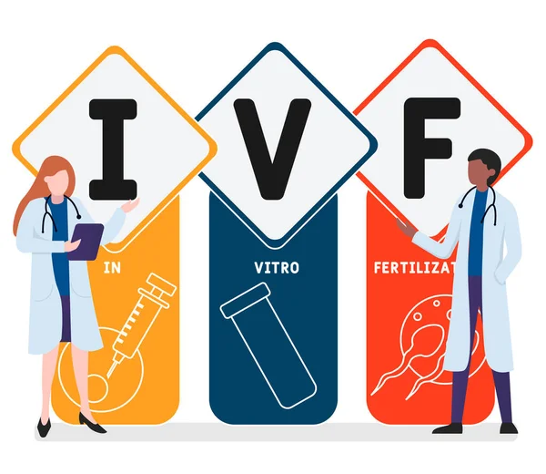 Flaches Design Mit Menschen Ivf Vitro Fertilisation Akronym Medizinisches Konzept — Stockvektor