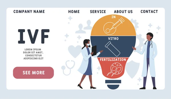 Vector Website Design Vorlage Ivf Vitro Fertilisation Abkürzung Für Medizinisches — Stockvektor