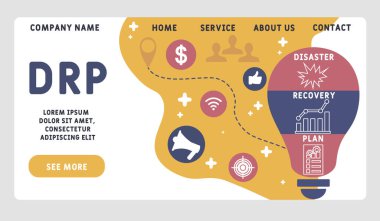 Vektör web sitesi tasarım şablonu. Felaket Kurtarma Planı, iş konsepti. Web sitesi afişi, pazarlama malzemeleri, iş sunumu, çevrimiçi reklamcılık için illüstrasyon. 