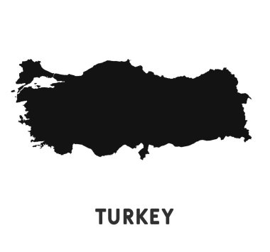 Türkiye 'nin Beyaz Arkaplanda İzole Edilmiş Basit Siyah Haritası. Vektör İllüstrasyonu