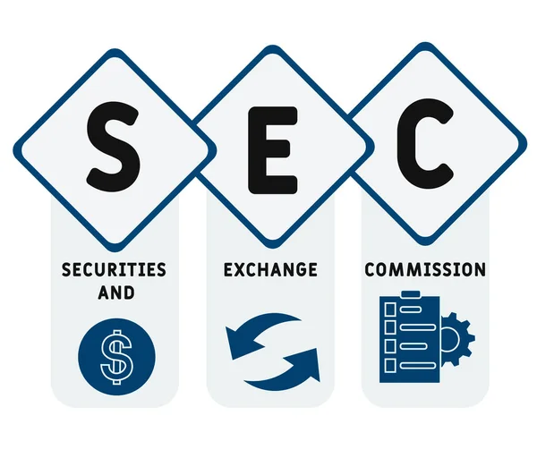 Sec Securities Exchange Commission Acroniem Business Concept Achtergrond Vector Illustratie — Stockvector