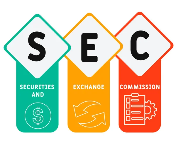 Sec Securities Exchange Commission Acroniem Business Concept Achtergrond Vector Illustratie — Stockvector