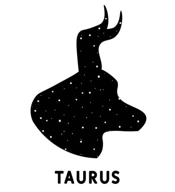 Astroloji işareti Taurus. Parlak yıldız şekilli Zodiac takımyıldızı. Zodiakal sistem ve eski takvimin bir parçası. Zodiac Taurus 'un işareti. Taurus Takımyıldızı. Vektör illüstrasyonu.