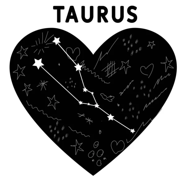 Taurus Značky Zvěrokruhové Pozadí Krásné Jednoduché Vektorové Obrazy Uprostřed Hvězdné — Stockový vektor
