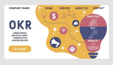 Vektör web sitesi tasarım şablonu. Objektif Anahtar Sonuçları kısaltması, iş kavramı. Web sitesi afişi, pazarlama malzemeleri, iş sunumu, çevrimiçi reklamcılık için illüstrasyon. 