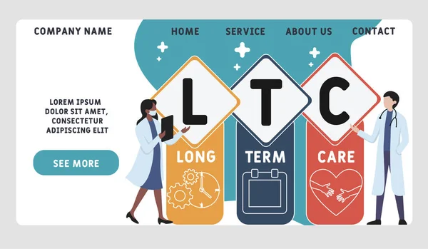Vector Website Design Template Ltc Long Term Care Acronym Medical — Stock Vector