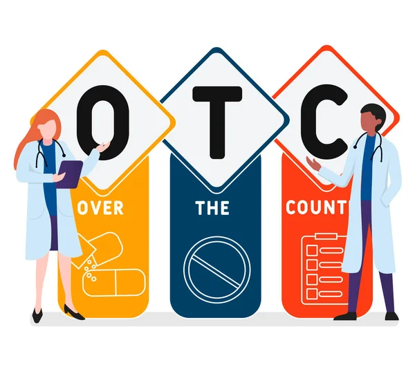 Diseño Plano Con Gente Otc Counter Concepto Médico Ilustración Vectorial — Vector de stock