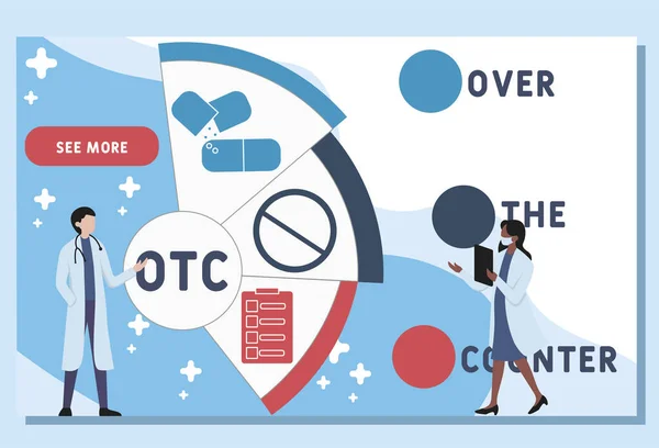 Vector Website Ontwerp Template Otc Toonbank Acroniem Medisch Concept Illustratie — Stockvector