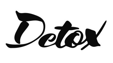El yazması Detox. El çizimi harfler. Tasarımınız için kaligrafik öge. Sağlıklı yiyecek ve içecek ürünleri için detoks diyet amblemi tasarımı. Modern fırça hat sanatı.