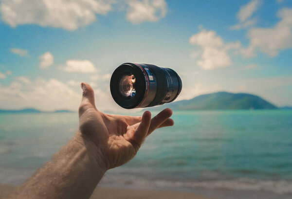 Photography camera lens concept. stock photo.