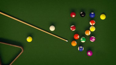 Bilardo işareti ve havuz topları stok fotoğraf