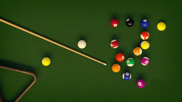 Billiard cue and pool balls stock photo