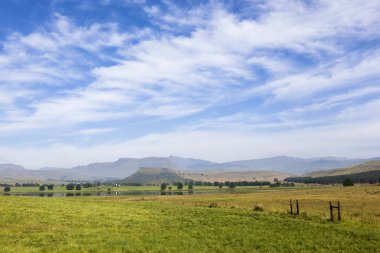 Yüksek ince bulutların üzerinde dağ Drakensberg Güney Afrika