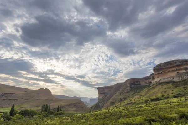 Grå Moln Och Grönt Gräs Sydafrika — Stockfoto