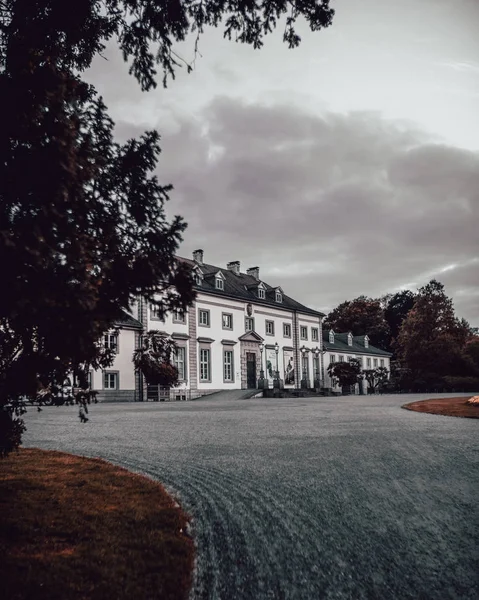 Hannover şehrinde turuncu ot ve ağaçile bir parkta eski mimari