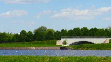 Yaz parkında nehir peyzaj