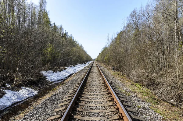 Dirección Ferrocarril Vía Única Para Viejos Trenes Vapor Diésel Carriles — Foto de Stock