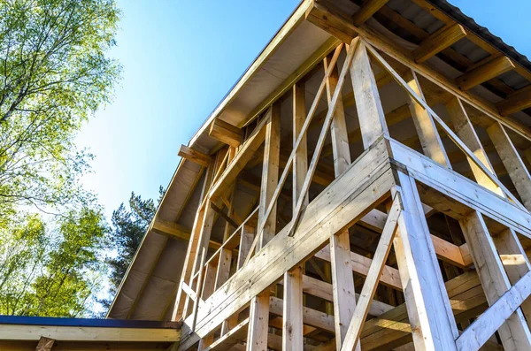 Bouw Reparatie Van Een Land Prive Frame Huis Natuur Harmonie — Stockfoto