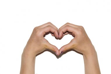 eller beyaz bir duvara karşı kalp şeklinde katlanmış, kalpleri izole, çocukların elleri, aşk çocuk, duvarda gölge