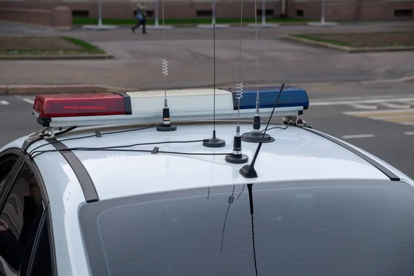 Система Связи Автомобилях Много Антенн Крыше Полицейской Машины Стабильной Радиосвязи — стоковое фото