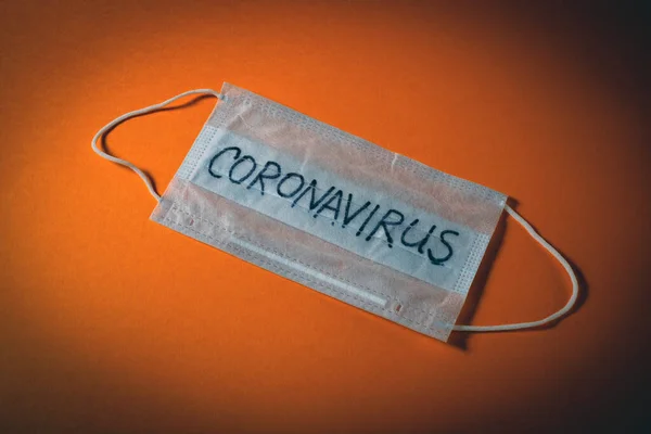 Coronavirus 2019 Ncov Máscara Quirúrgica Máscara Protectora Con Texto Coronavirus —  Fotos de Stock