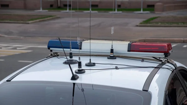 Muchas Antenas Techo Coche Policía Para Comunicaciones Radio Estables — Foto de Stock