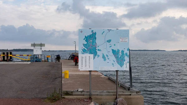 Φινλανδία Νήσοι Aland Νήσος Brando Αύγουστος 2019 Διαφημιστική Θυρίδα Πορθμείο — Φωτογραφία Αρχείου
