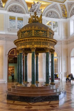 St. Petersburg, Russia, February 2020: State Hermitage Museum, colonnade of a forgotten Russian philanthropist, arch in the military hall of the winter palace. clipart