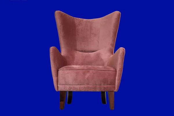 Moderna Bella Poltrona Rosa Costosa Isolata Sfondo Blu Classico — Foto Stock