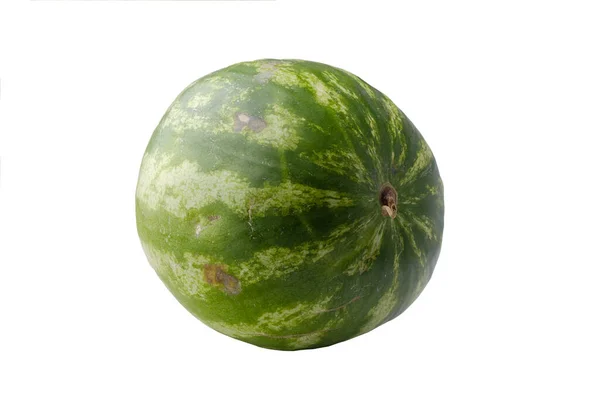 Stor Vattenmelon Med Svans Isolerad Vit Bakgrund Utan Skugga — Stockfoto