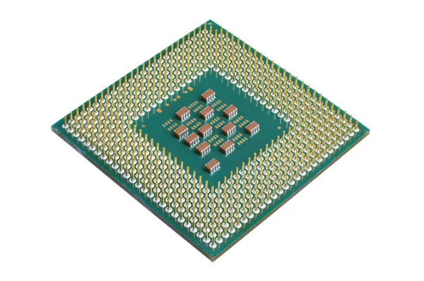 微处理器 中央处理器 在没有背景的情况下隔离Cpu芯片的照片 计算机和纳米技术 微技术的发展 — 图库照片