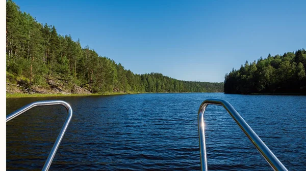 Vue Panoramique Ladoga Skerries Vue Depuis Bateau Russie Carélie Lac — Photo