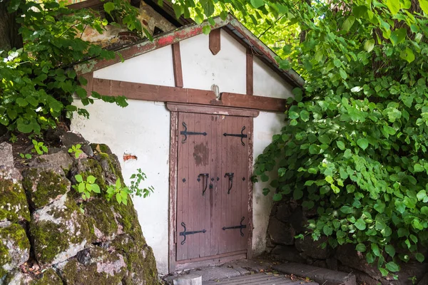 Vieux Bâtiment Avec Beaux Éléments Fer Forgé Sur Lourdes Portes — Photo
