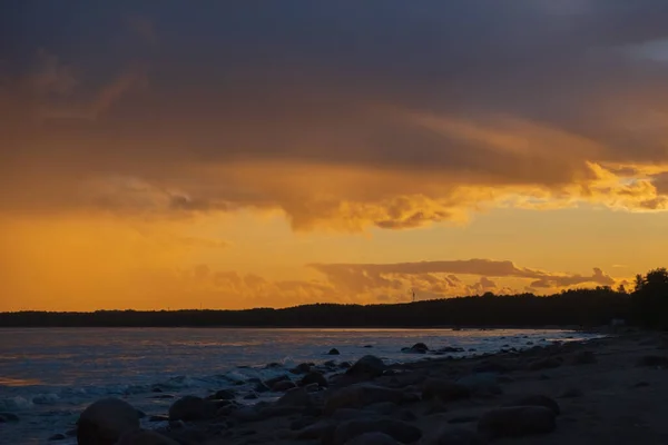 natural color of a beautiful sunset over the sea coast