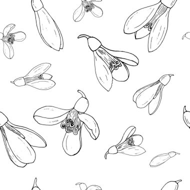 Kardelenile vektör çiçek dikişsiz desen