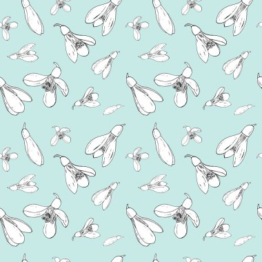 Kardelenile vektör çiçek dikişsiz desen