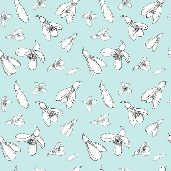 Vector floral seamless pattern with snowdrops — Stock Vector