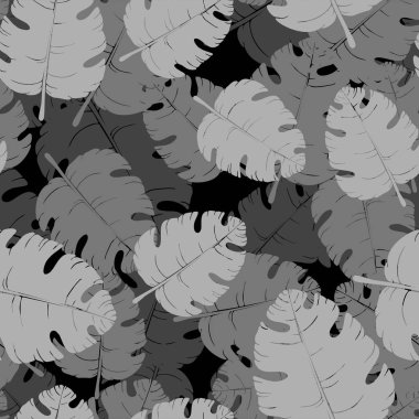 Avuç içi yapraklarının vektör dikişsiz tek renkli deseni