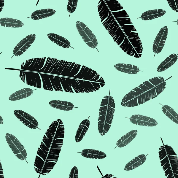 야자수 잎의 벡터 원활한 흑백 패턴 — 스톡 벡터