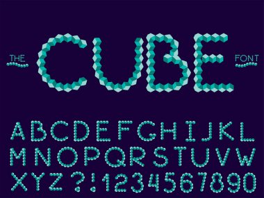 Vektör soyut yazı tipi ve alfabe kümesi