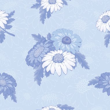 Vektör krizantem. Altın papatya çiçek dikişsiz desen. 