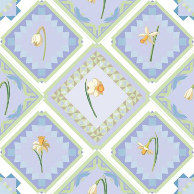Narcissu ile nazik pastel tonları Damalı dikişsiz desen