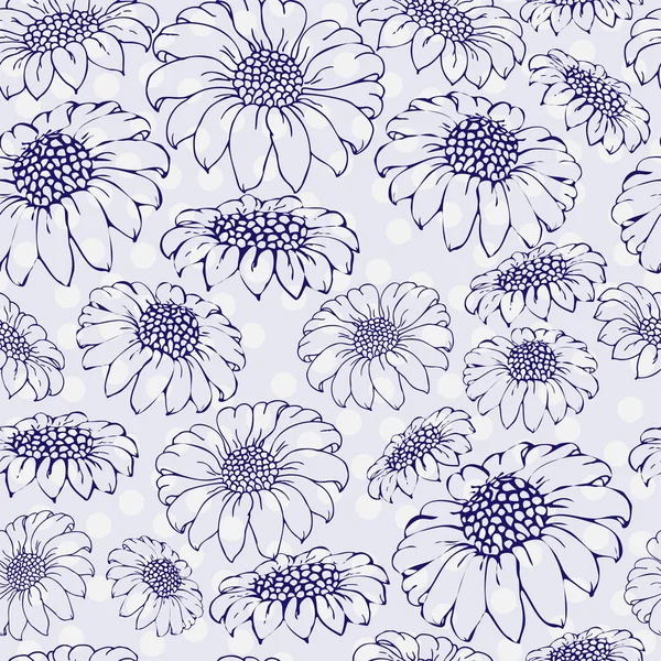 Crisantemo vectorial. Patrón sin costuras de flores de margarita dorada . — Archivo Imágenes Vectoriales