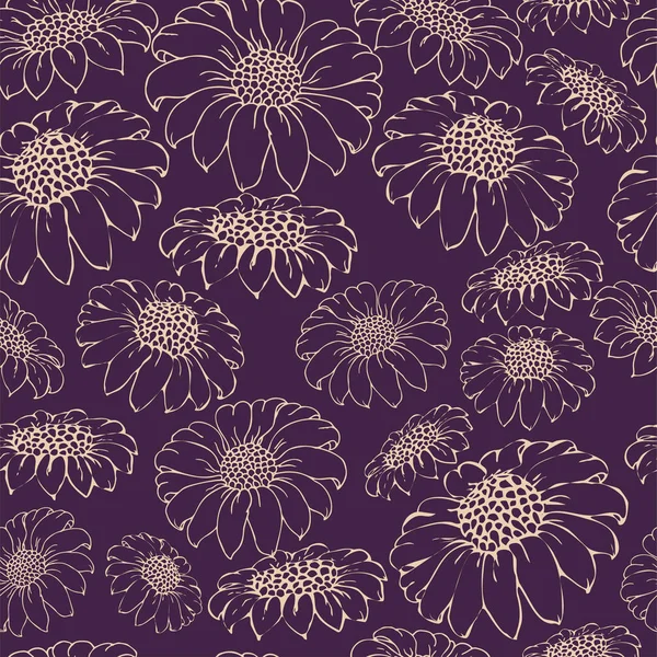 Crisantemo vectorial. Patrón sin costuras de flores de margarita dorada . — Archivo Imágenes Vectoriales